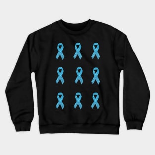 Light Blue Faux Glitter Awareness Ribbon Pack Crewneck Sweatshirt